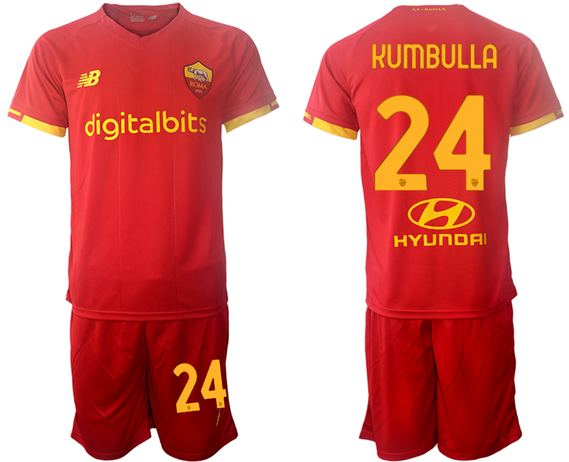 Men 2021-2022 Club AS Roma home red #24 Soccer Jersey->rome jersey->Soccer Club Jersey